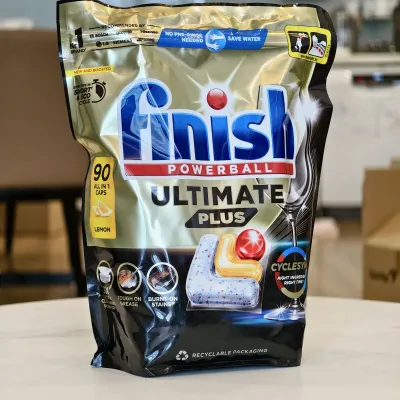 Viên rửa bát Finish Ultimate Plus All in one 90 viên - Hương Chanh